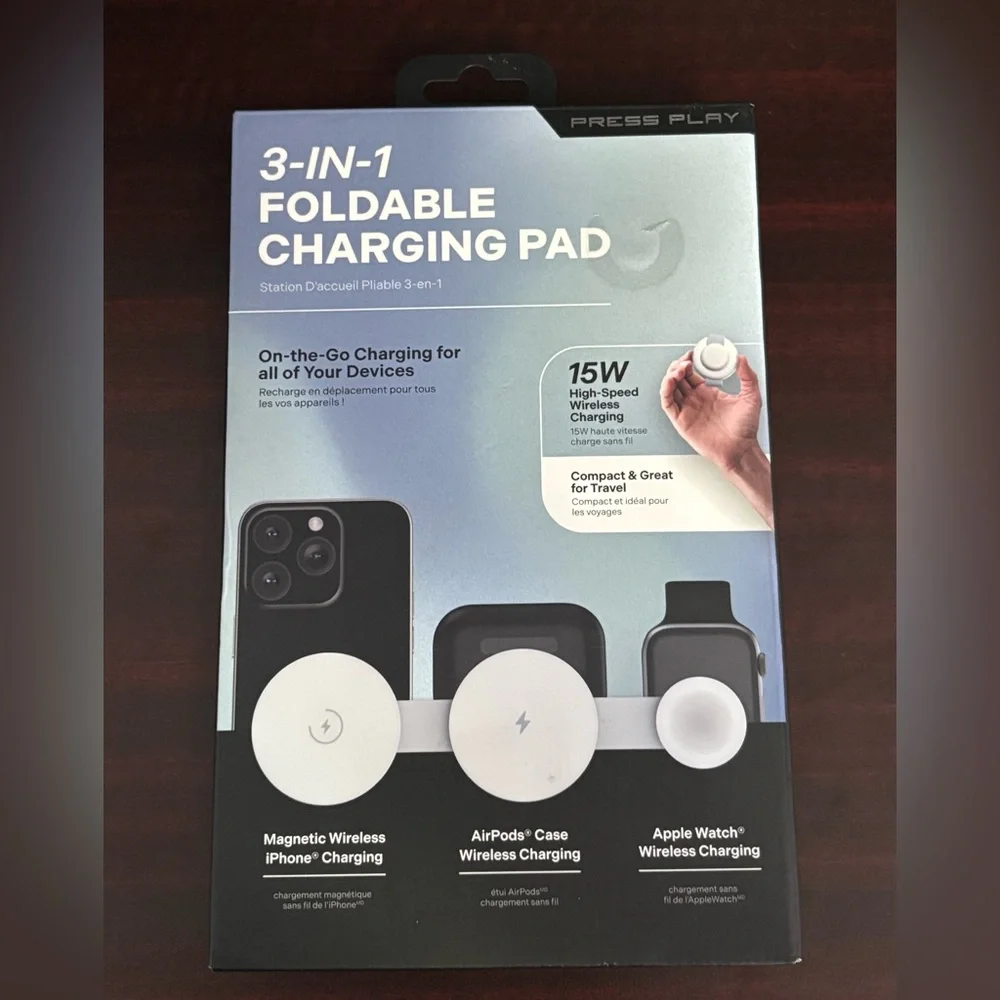 White 3-in-1 Foldable Charging Pad